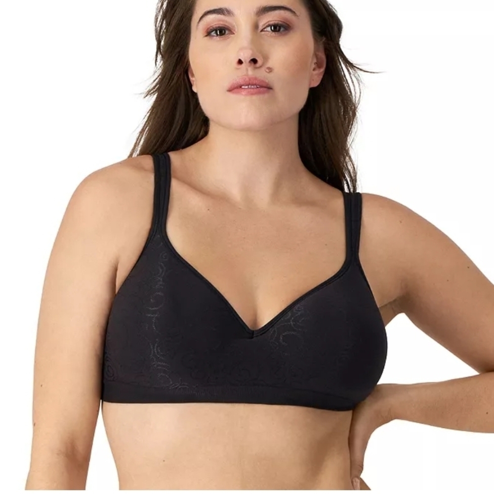 Bali Comfort Revolution Wireless Bra  Size 42C, Style 3463, Black Swirl